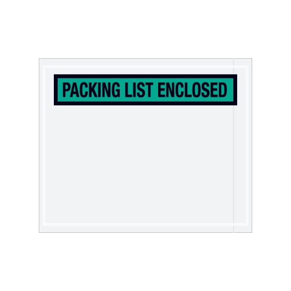 Bsc Preferred 4-1/2 x 5-1/2'' Green Panel-Face ''Packing List Enclosed'' Envelopes, 1000PK PL455 - main